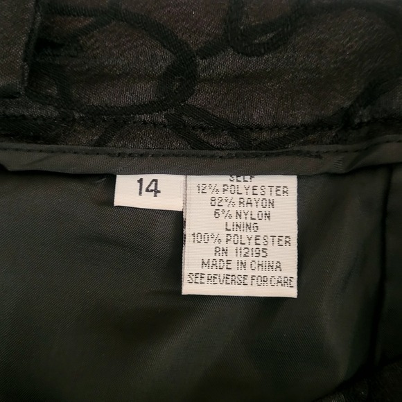 Sz 14 Black Burnout Goth Whimsigoth Whimsical Knee Length Peplum Skirt - Picture 3 of 6